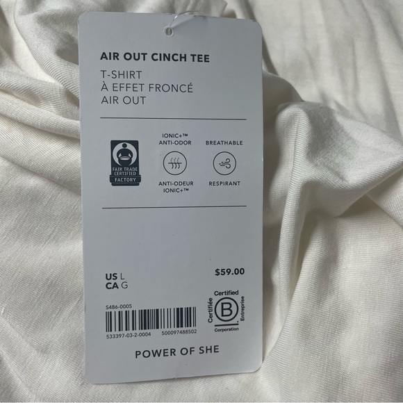 NWT Athleta Air Out Cinch Tee in White L - Picture 6 of 6